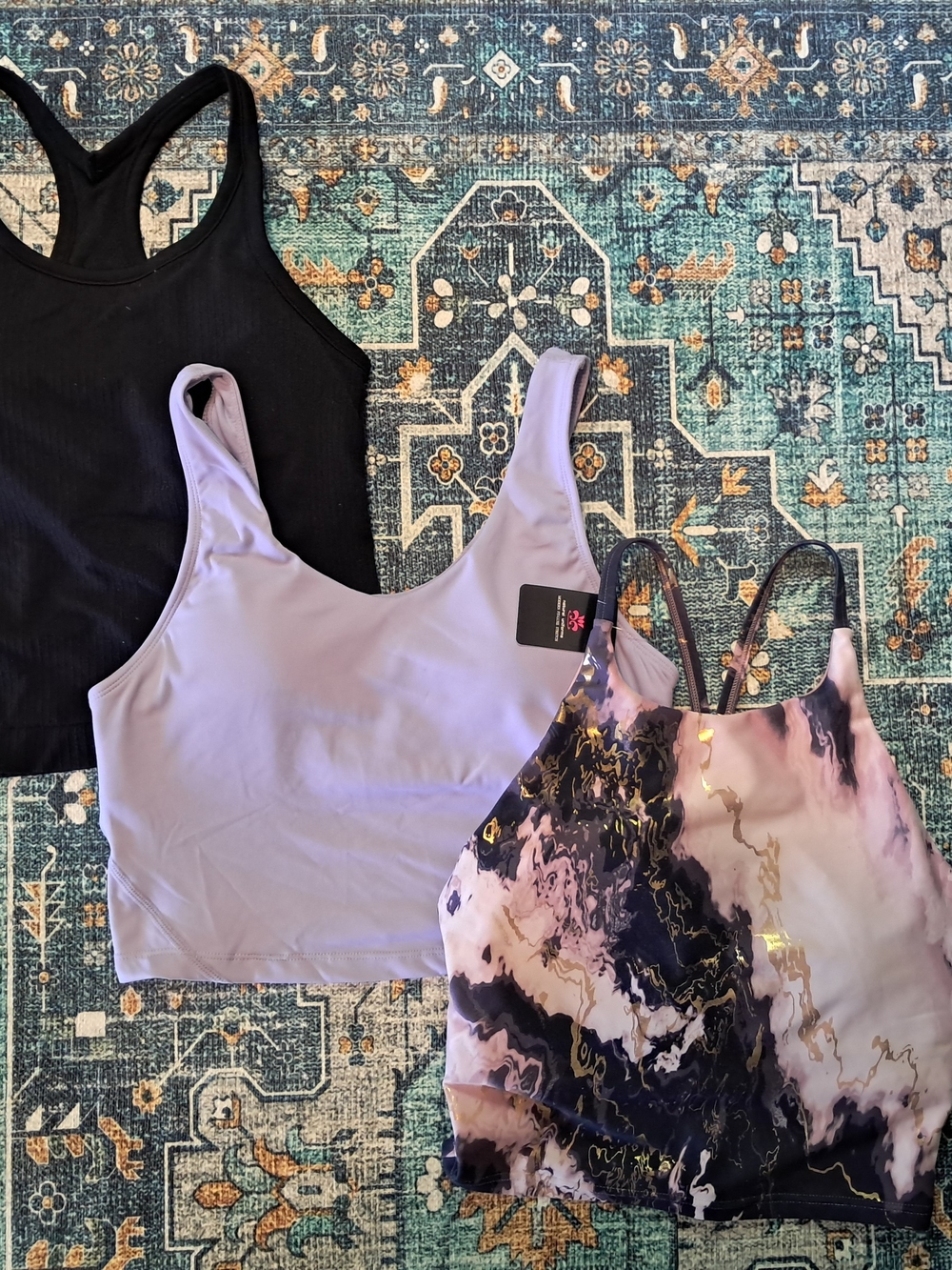 💖💜🖤 Lilac Marble & Black Crop Tank Bundle